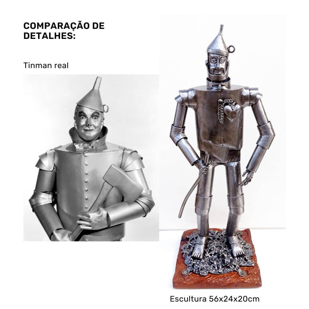 escultura homem de lata em metal